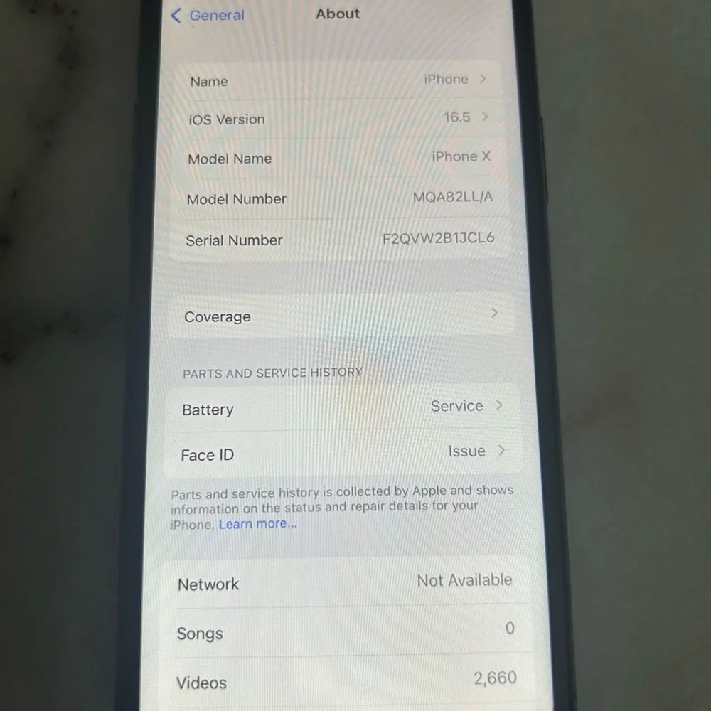 iPhone X Space grey 256GB Used